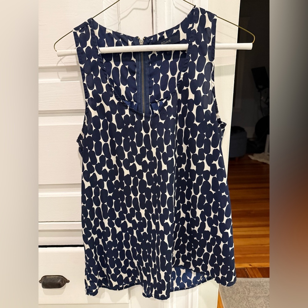 Navy Blue Patterned Tank Top